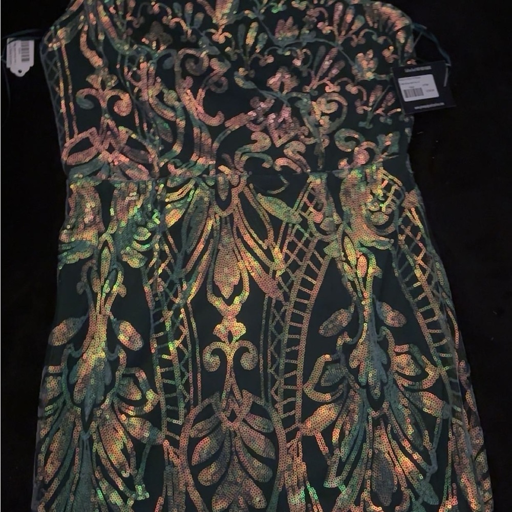 Elegant Green and Gold Prom Dress